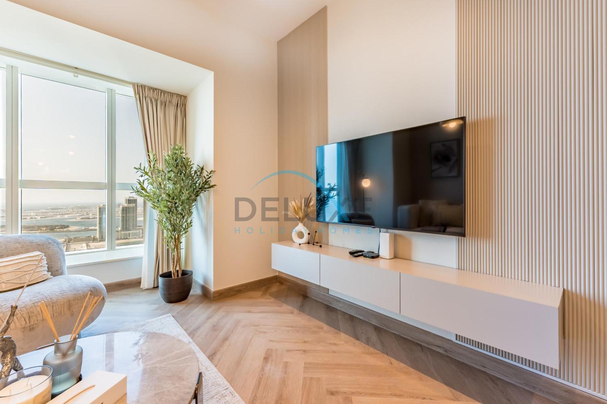 Upgraded 1br Overlooking Palm Jumeirah & Sea Views From Living To Bedroom, Elite Residence, Marina By Deluxe Homes