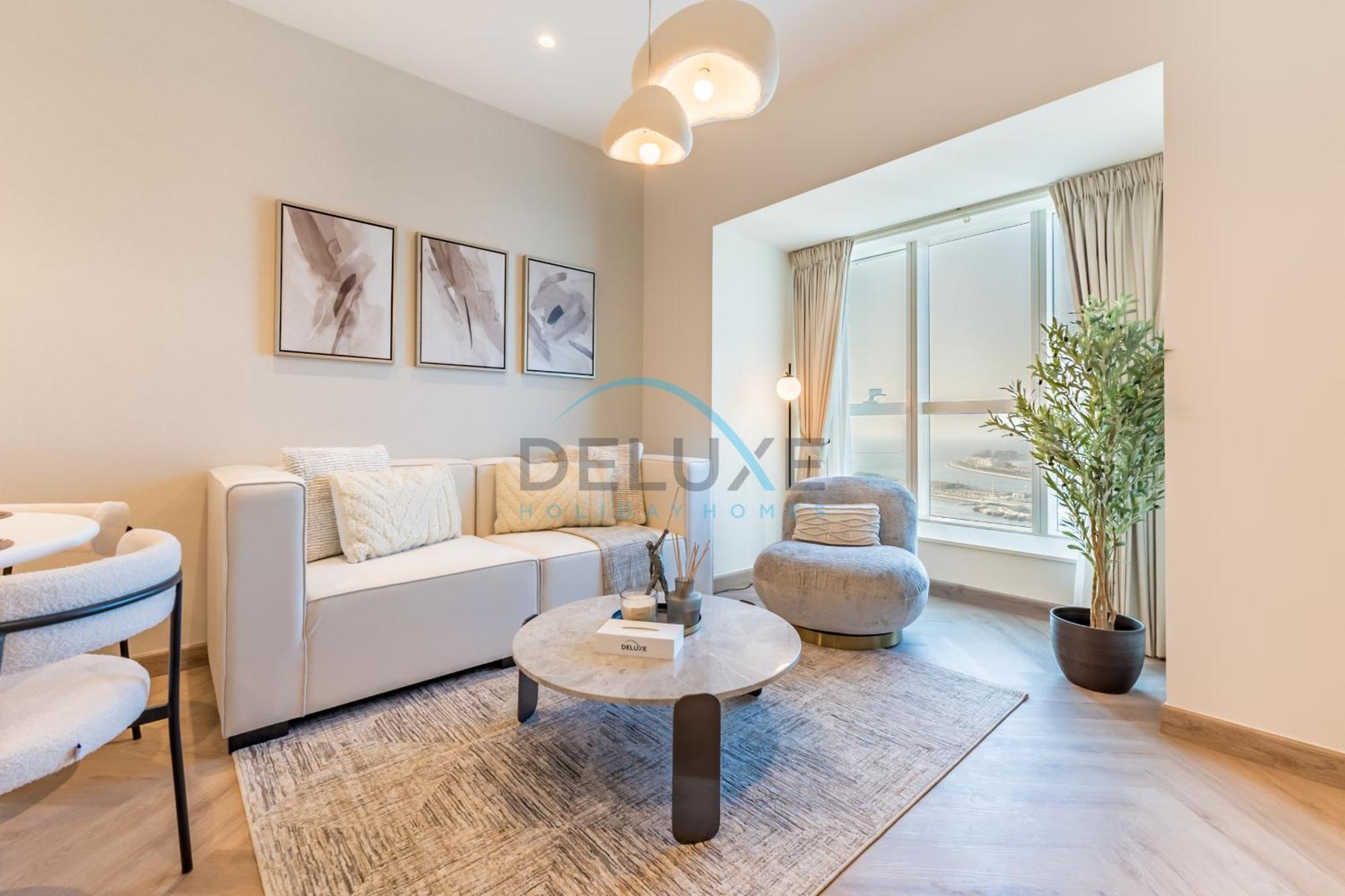 Upgraded 1br Overlooking Palm Jumeirah & Sea Views From Living To Bedroom, Elite Residence, Marina By Deluxe Homes